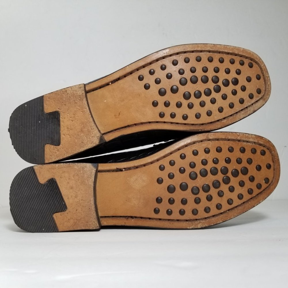Womens L.L. Bean Loafers black size 6.5 faux croc - Picture 7 of 8